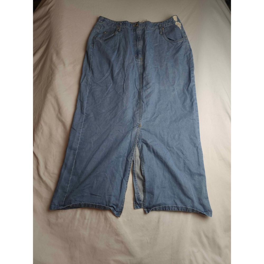 Liz Claiborne Lizwear Denim Maxi Skirt Light Wash High Womens Vintage Size 12